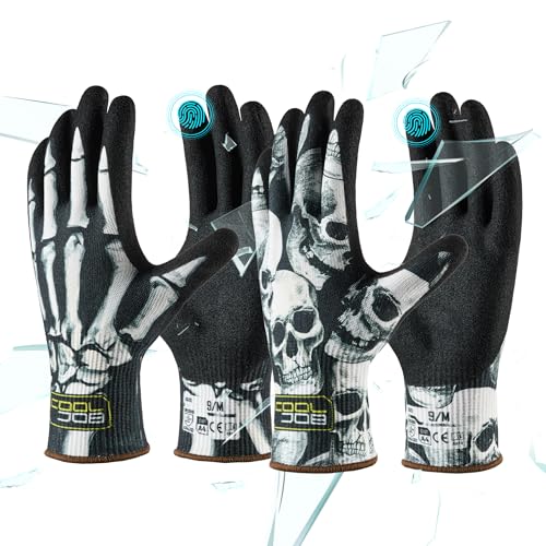 COOLJOB 2 Pairs A4 Cut Resistant Gloves, Grip Nitrile Rubber Coated Safety Work Gloves with Full Touchscreen Fingers - size: X-Large