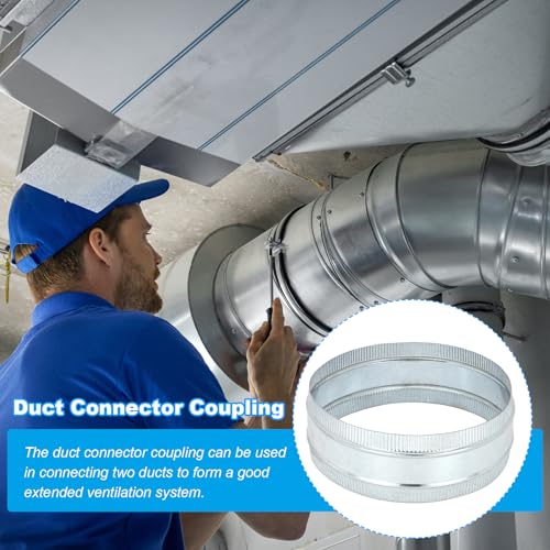 PATIKIL 12 Inch Duct Connector Coupling, Galvanized Steel Straight Dryer Vent Coupler Flexible Ducting Collar Connector Round Crimped Ventilation Duct Extension for HVAC System Pipe - size: 12 Inch