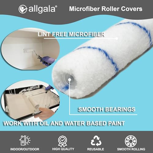Allgala 6-Piece 4" Mini 3/8" Nap Shedless Microfiber Paint Roller Cover - TH10316 - size: 4" Mini (Pack of 6)
