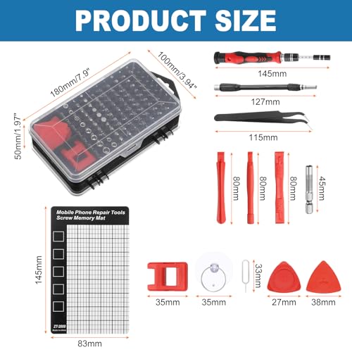 HARFINGTON 123 in 1 Magnetic Precision Screwdriver Set Electronics Repair Tools Kit with 96 Bits Flexible Shaft and Extension Rod for Cellphone Game Console Laptop PC Computer Camera, Red - color: Red