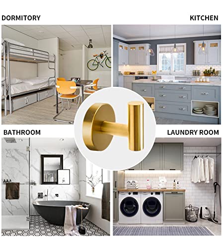 Vuzvuv Brushed Gold Stainless Steel Towel Hooks (2-Pack) | SUS304, Waterproof, Heavy Duty, Coat Robe Holder, Hooks for Bathroom Kitchen Hotel - color: Gold Wall Mounted