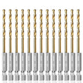 13PC 1/8" Titanium Coated Twist Hex Shank Drill Bit Set - size: 1/8-13pcs