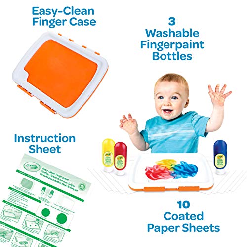 Crayola Mess Free Finger Painting Station – Washable Finger Paint for Toddlers, Spring Arts & Crafts Set, Sensory Activity, Travel Toy, Ages 1+ - size: 1 Count (Pack of 1), style: Fingerpaints