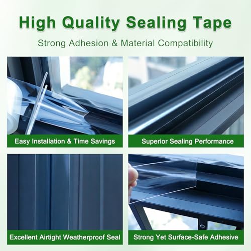 Qoqooice Transparent Window Weather Sealing Tape 2 Inch x 33 FT Weather Stripping Residue-Free Clear Window Insulation Tape for Doors Windows and Shower Glass Gaps - size: 2 In * 33 FT Clear