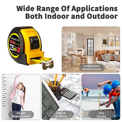 Tape Measure 25 ft, Steel Measuring Tape Retractable, 25-Foot Basics Self-Locking Measurement Tape, Self Lock Auto Tape Rule Imperial/Metric Measure for Body Measurements - color: 1 Pack, size: 7.6 m