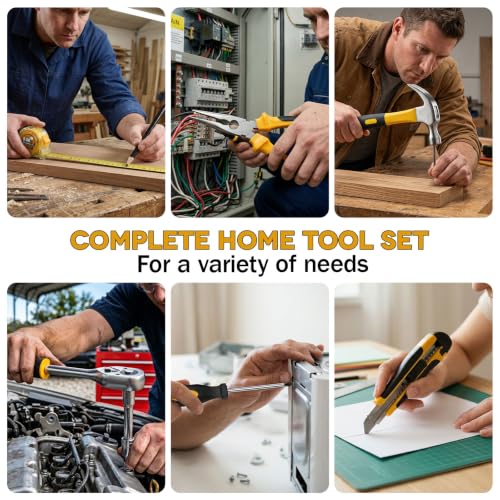 Sundpey 267 Pcs Tool Kit Set for Home with 21V Cordless Drill & Drawer Case