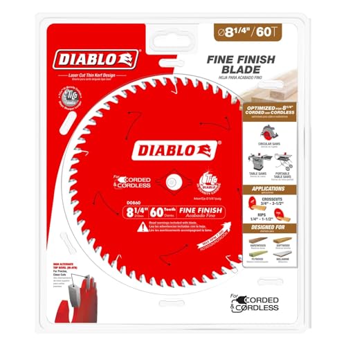 Diablo Fine Finish Saw Blade - 8-1/4 in Diameter, 60 ATB Teeth - size: 8-1/2" Dia x 60T x 5/8" Arbor, style: Fine Finish