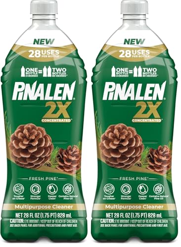PINALEN 2X Concentrated Multipurpose Cleaner - Fresh Pine Scent - 28 fl oz - All Purpose Cleaner for Kitchen, Bathroom, Laundry, Floors & Outdoors (Pack of 2) - size: 28 Fl Oz (Pack of 2)