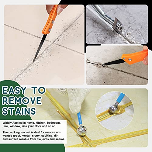 Keadic 22 Pcs Grout Removal Tool Set Contains Grout Saw Knife, Grouts Hand Saw with 8'' Diamond Surface Blades, Tile Joint Cleaning Brush, Caulking Edge Tool Grout Cleaner for Joints Seams Corner