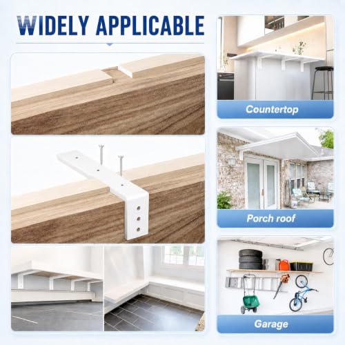 WINKER Countertop Support Bracket 2 Pack Heavy Duty 3/8" Thick Hidden L Shelf Bracket 12" x 6" x 2.5" Metal Corbels for Quartz/Granite/Wood/Concrete/Laminate Countertops, White - size: 12″x6″x2.5″-3/8" thick, style: White-2Pack