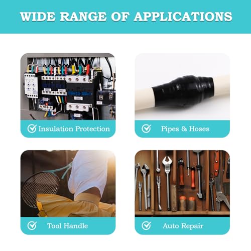 Self Fusing Silicone Tape 1 in x 16.4' Black Waterproof Rubber Leak Proof Sealing Silicone Rubber Self-amalgamating Tape for Emergency Hot and Cold Water Pipe Repairs and Tool Fixation - size: 1 Roll - 16.4 ft - Black - 20 mil Thickness