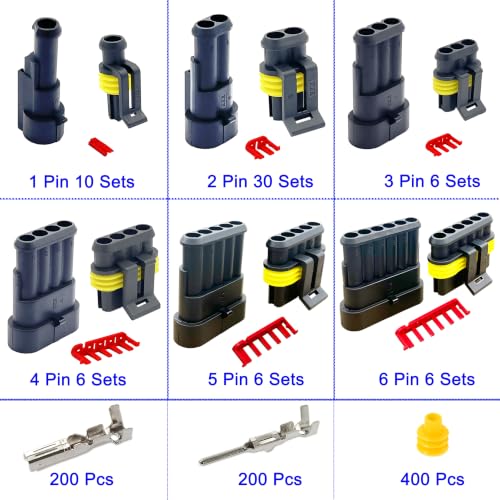 64 Kit 1/2/3/4/5/6 Pin Automotive Waterproof Wire Connector with Crimper - color: 1-6pin/64kit With Crimper