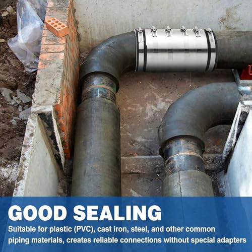 Kingdder 1 Pcs 3 Inch XL Shielded Flexible Coupling, Below-Ground Pipe Connector for PVC, Cast Iron, Steel Pipes, DWV Sewer Drain, Fits OD 3.15-3.7 in - size: 3 Inch