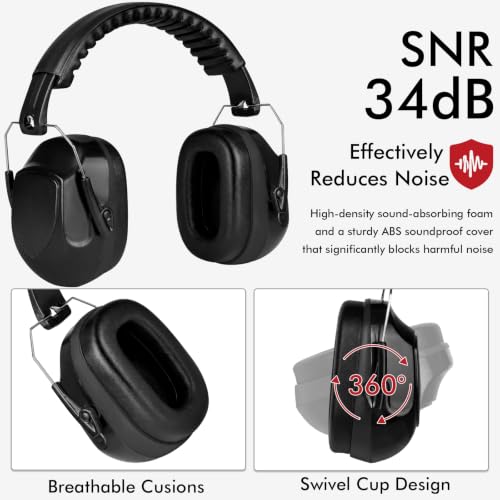 6 Pack Noise Reduction Ear Protection Ear Muffs, 34dB Noise Canceling Headphones For for Adults Kids - color: Black
