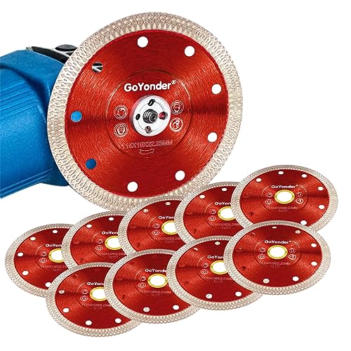 GoYonder 4.5 Inch Super Thin Diamond Saw Blade for Cutting Porcelain Tiles,Granite Marble Ceramics - size: 4.5"-Red-10 PCS