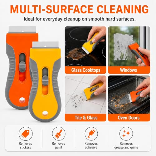 Razor Blade Scraper Tool, 2-Pack with 20 Replacement Blades, Window Scraper