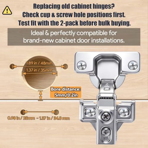 Mousike 4 Pack (2 Pair) Soft Close Cabinet Hinges, 1/2 Overlay Soft Close Hinges for Kitchen Cabinet, Stainless Steel, Built-in Damper, 100 Degree Opening Angle, 6 Way Adjustment - color: Silver, size: 4 Pack
