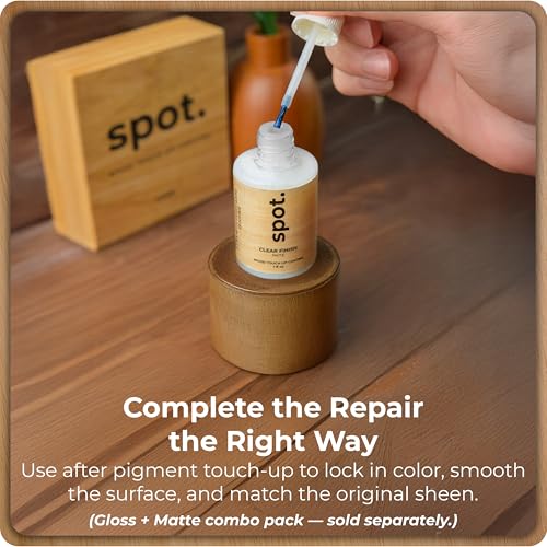 Light Brown Wood Stain Repair Kit, Brush-On Touch-Up Stain Bottles, Golden Oak, Early America, Cherry, Red Oak, Interior and Exterior Wood, 4 fl oz Total by spot. - color: Light Brown