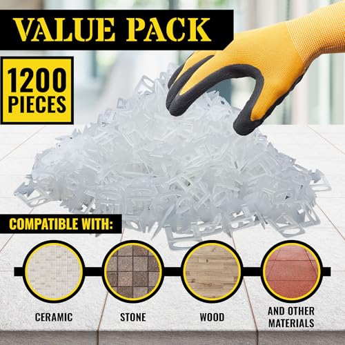 Reli. Tile Spacers 1/8 Inch 1200 Pcs | Lippage Free Tile Leveling Clips