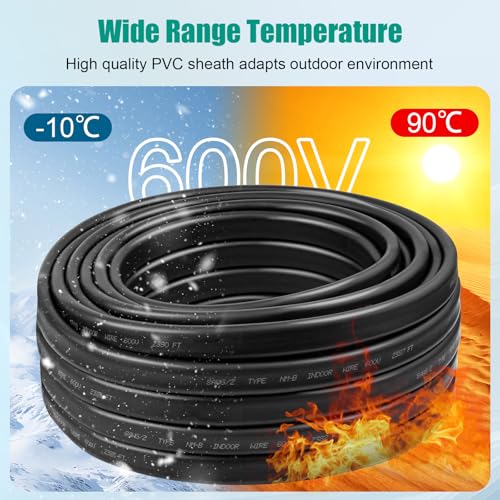 8/2 Wire with Ground - 10FT NM-B 8 Gauge Non-Metallic Sheathed Cable 100% Pure Copper 8 AWG 2 Conductor Residential Indoor Wire for Outlets, Switches, Other Loads and Lighting Wiring Projects etc. - size: 10FT, style: 8AWG/2