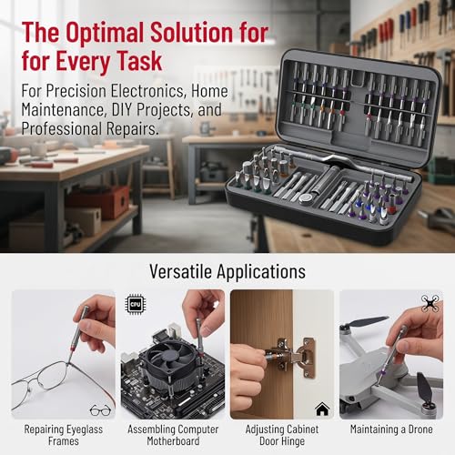 66 in 1 Magnetic Ratchet Screwdriver Set S2 Steel for Home Electronics