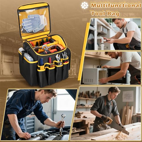 Marscamd Heavy Duty Tool Bag with a Detachable Divider & Multiple Pockets