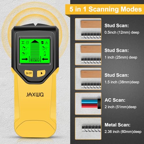 Stud Finder Wall Scanner - 5 in 1 Stud Finder Tool w/Smart Chip and HD LCD Display, Stud Detector Beam Finders for the Center and Edge of Wood AC Wire Metal Studs Joist Pipe (‎Silver Plate)