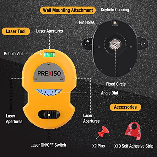 PREXISO Multi Surface Laser Level LED Light Vial, Cross Line Laser