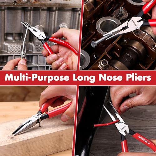 ARROW 6" High Leverage Needle Nose Pliers, Long Nose Pliers - size: 6 INCH