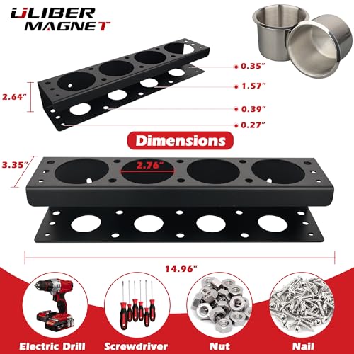ULIBERMAGNET Power Tool Organizer Rack,Magnetic Spray Can Holder,Wall Mount Metal Tool Rack with Screwdriver,Cordless Drill,Screw,Nail Storage,Utility Rack for Warehouse,Garage,Toolbox - style: Magnetic Power Tool Organizer with Parts Cup