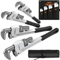 HORUSDY 4 Pack Adjustable Pipe Wrench Set, 8", 10", 12", 14" Heavy-Duty Plumbing Wrench with Anti-Slip Jaws - style: New Version