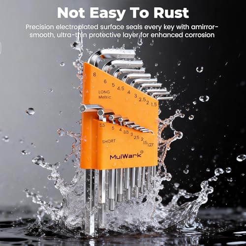 MULWARK Allen Wrench set Metric & SAE with Torx, Allen Key And Hex Key Tool Kit, Chrome Vanadium Steel, Bike Repair DIY Hand Tools, 46 Pcs - style: 46pcs Mertic SAE TORX