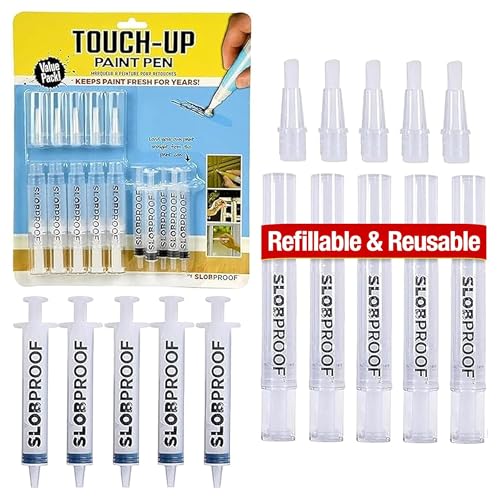 Slobproof Refillable Touch-Up Paint Pen, Pack of 5 - Precision Brush Tip - size: 5 Count (Pack of 1)