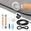 Window Screen Door Repair Kit Include Window Screens Mesh 48"x114" with All Tools in Window Screen Replacement(Screen Rollers, Splines, Hook), Yolovit - size: 48"x114"