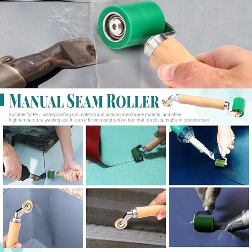 Seam Roller, Silicone Seam Roller Roofing, Smoothing Roofing Tools, Seam Roller for Quilting, Sewing, Wallpaper, Roller Tool for PVC/TPO/EPDM Single Ply Roofing Tape (Green) - color: Green