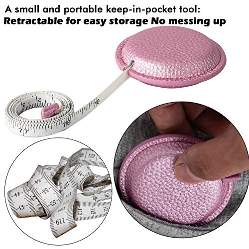 Tape Measure for Body Measuring, 79Inch/2Meters Retractable Measuring Tape for Body Fabric Sewing Tailor Cloth Knitting Craft Measurements Dual Sided - color: R-Bright pink-1 Pack
