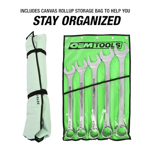 OEMTOOLS 22101 5 Piece SAE Jumbo Combination Wrench Set, Large Combination Wrench Set, SAE Sizes - style: 5 piece SAE