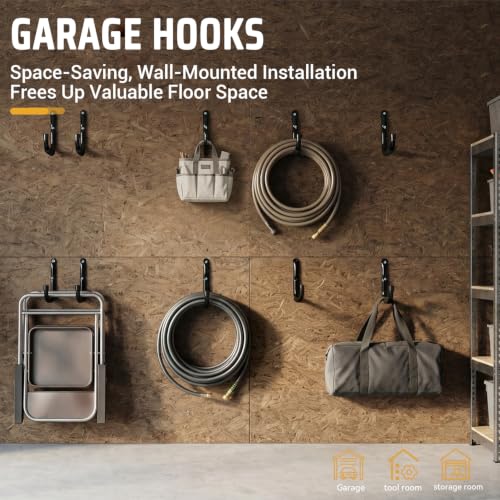 Garage Storage Hooks, Wall Mount Heavy Duty J Utility Hangers - size: 4.5Inch x 3.5Inch