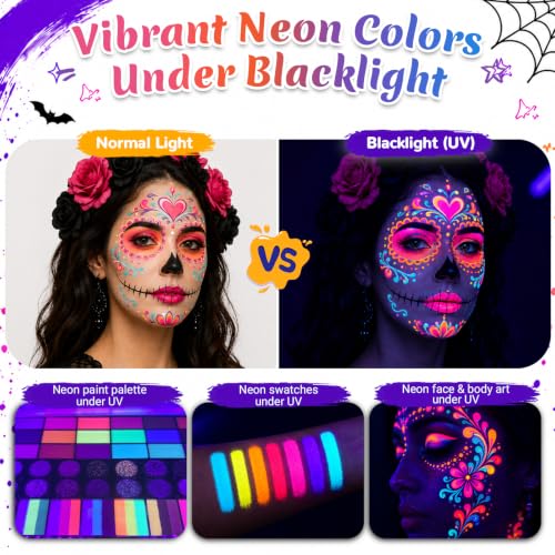 42-Color Face Paint Kit with Split Cake, Glitter & UV Face Paint