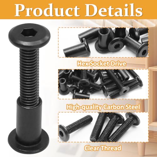 Biaungdo M6x30mm Black Hex Drive Socket Cap Bolt, 15 Sets - color: Black, size: M6x30mm