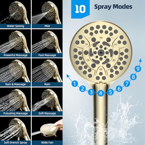 Hibbent All Metal cUPC Certified High Pressure Rainfall 10'' Shower Head - color: Polished Brass, style: Square 10''