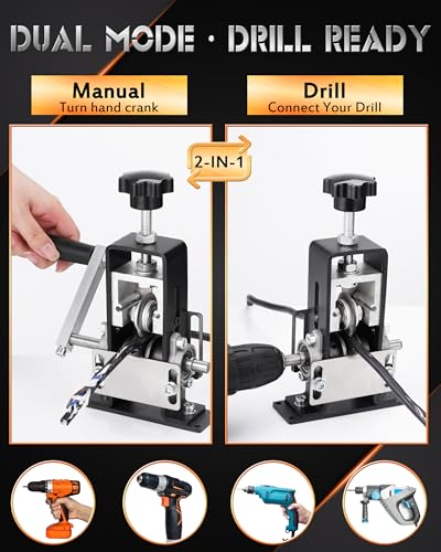Manual Wire Stripping Machine, 2 IN 1 Drill-Powered/Hand Crank Wire Peeler Machine, For 0.06"-1"(1.5~25 mm) Scrap Copper, Wire Stripping Tool for DIY Cable Copper Recycling(Black)
