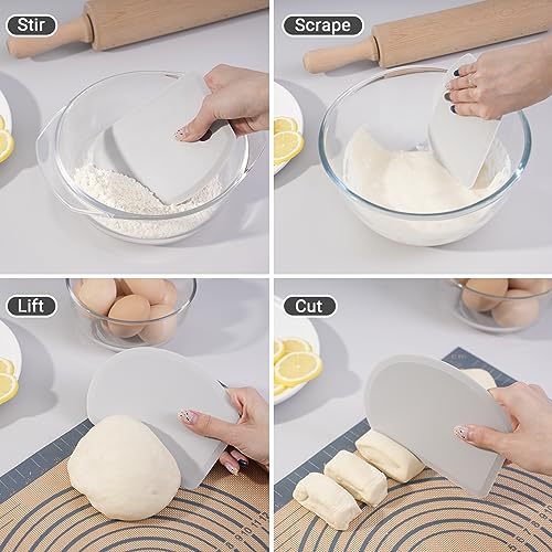 Sapid Flexible Curved Edge Silicone Bowl Scraper Dough Scraper Baking Bread - color: Gray