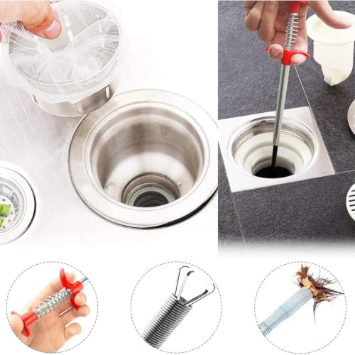 New Upgrade 76 inch Drain Snake Hair Drain Clog Remover Tool - Sink Drain Cleaner for Toilet Sewer Shower Kitchen Bathroom Tub Clogged Drains Opener Cleaning Tool, Flexible Grabber Claw Pick Up Tool - style: 76 in