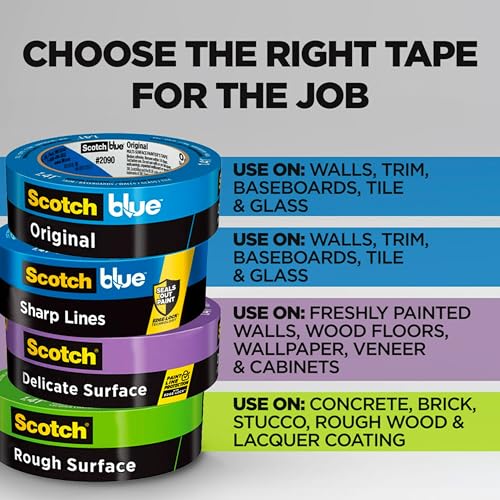 ScotchBlue Original Painter's Tape 2090-24VR4-A, 0.94 in x 60 yd (24mm x 54.8m), 4 Rolls/Pack - size: 0.94" Width, style: 4 rolls