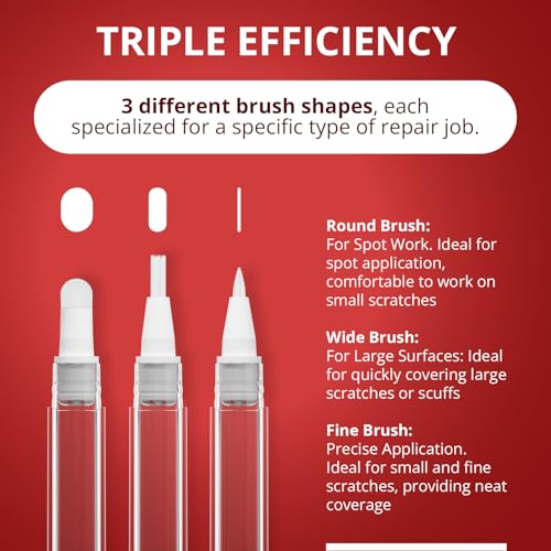 X-Protector Touch Up Paint Pen Kit - 3 Pens with 3 Types of Brushes - style: Pack of 3, Fillable