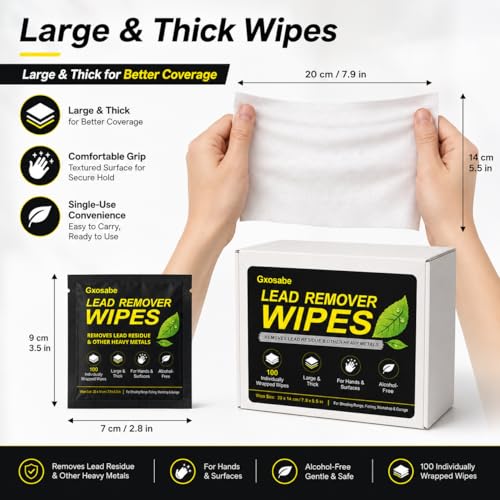 Lead Cleaning Wipes, 100 Individually Wrapped, Alcohol-Free, 7.9 X 5.5 inch