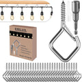 80 Pcs 304 Stainless Steel Eye Screw Hooks for Hanging Heavy Duty.Windproof Ceiling Hooks for Hanging Plants,Cup,Wind Chime,Bird Feeders,Christmas String Lights at Indoor&Outdoor 2.2 Inch - size: 80 PCS