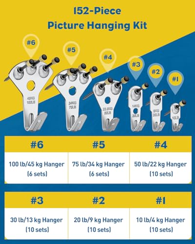 Uniclife 152 Pcs Heavy Duty Picture Hanging Kit,Picture Hanging Hook,Silver - size: 152 Pcs, style: Silver