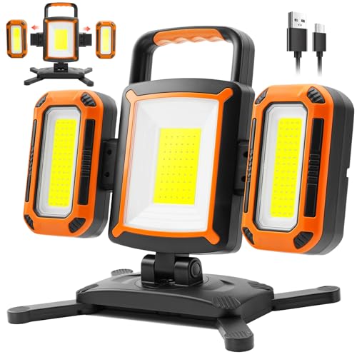 5000LM 50W Rechargeable Magnetic Work Light for Auto Repair, 2 Side Lights - color: Orange